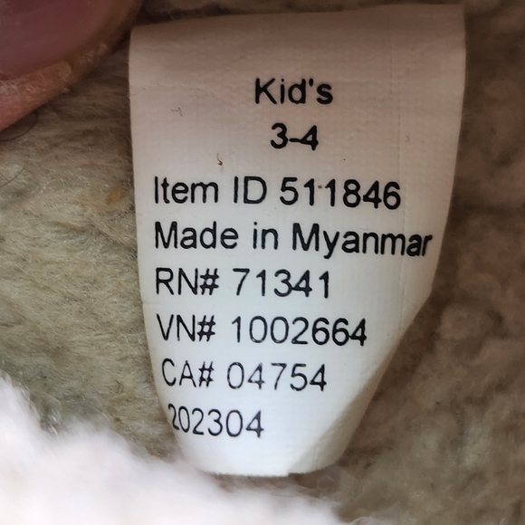 LLBean Little Girls 3-4 Slippers Slip On Ivory Fleece Ankle Bootie Slipper Shoes - Picture 7 of 8